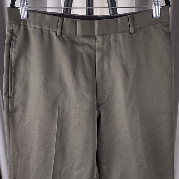 Perry Ellis Portfolio Men's, Olive Green Dress Slacks, Pants, Size 33X32 - Picture 2 of 10